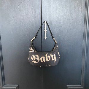 L.A.M.B. Gwen Stefani Logo Hobo Bag RARE Black
